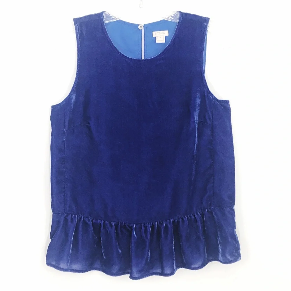 4/$25 J Crew Velvet Peplum Tank Top Blue 2